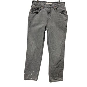 Levis Womens 30 Low Pro Straight Leg Mid Rise Gray Bleached Denim Jeans Cotton